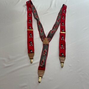 Vtg J.G. Hook Walt Disney Co. Mickey Mouse Suspenders Red Made In Germany Adult